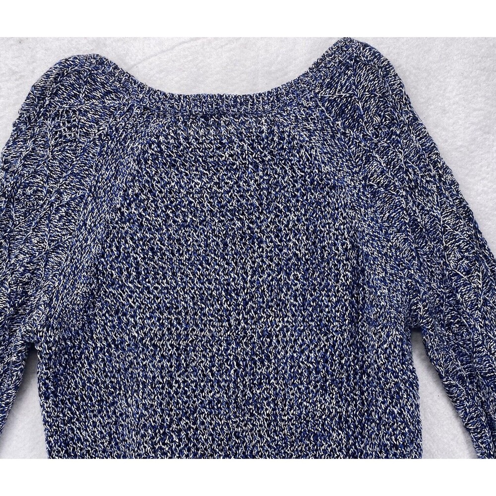 Sandro Paris Blue White Space Dye Cable Knit Cotton Sweater Size 3 Large L - Picture 9 of 11